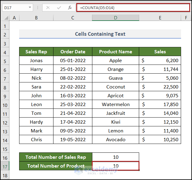Fixing COUNT Function not working in Excel when Cells Contain Text