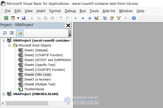 Apply Vba code to excel countif text from list