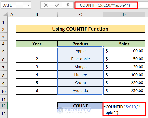 Countif Function to excel countif text from list