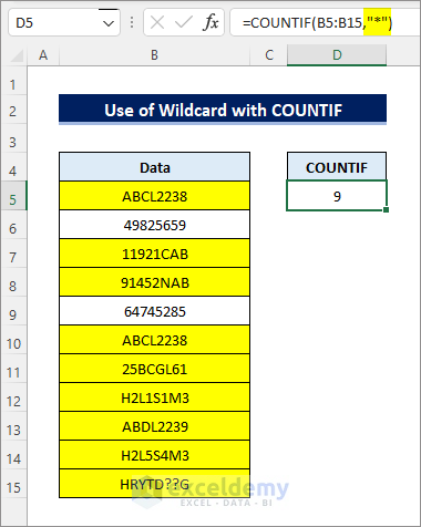Excel COUNTIF wildcard - Asterisks(*)