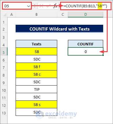 COUNTIF wildcard error with text