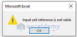 excel data table input cell reference is not valid