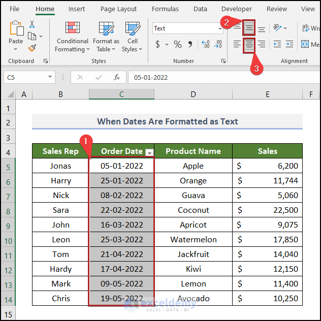 Verifying the number format of dates