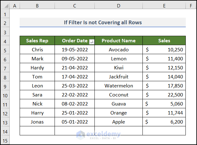 Fixing date filter not working in Excel