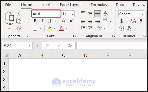 Change Default Font Style from Excel Options