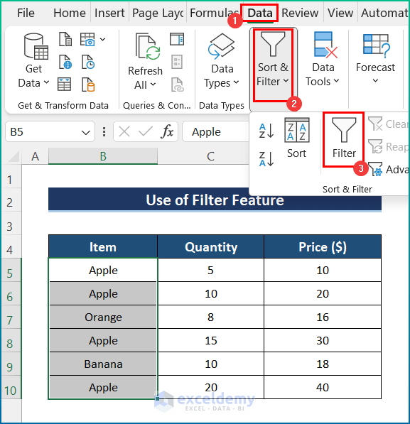 Utilize Filter Option to Delete All Rows Not Containing Certain Text in Excel