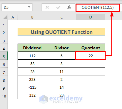 Use QUOTIENT Function