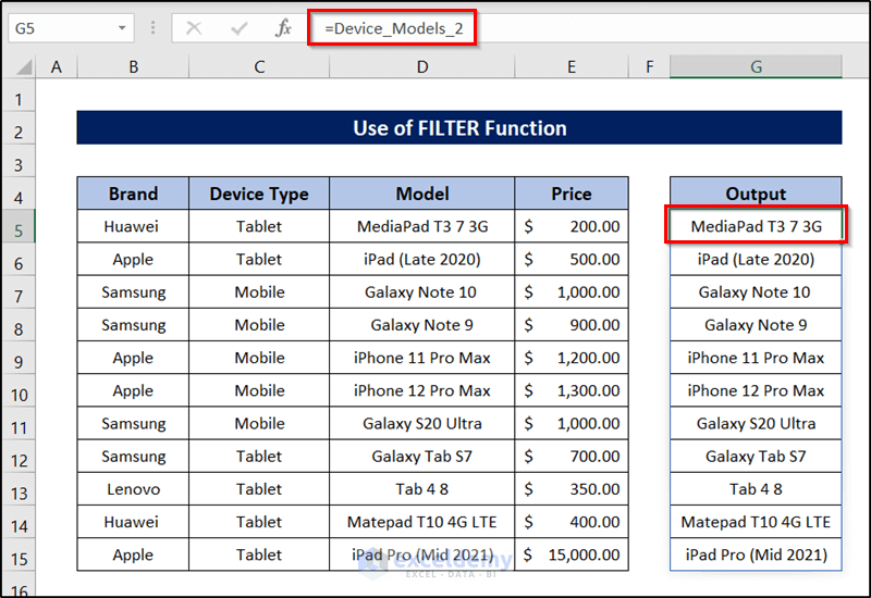 excel dynamic named range based on cell value using filter function output