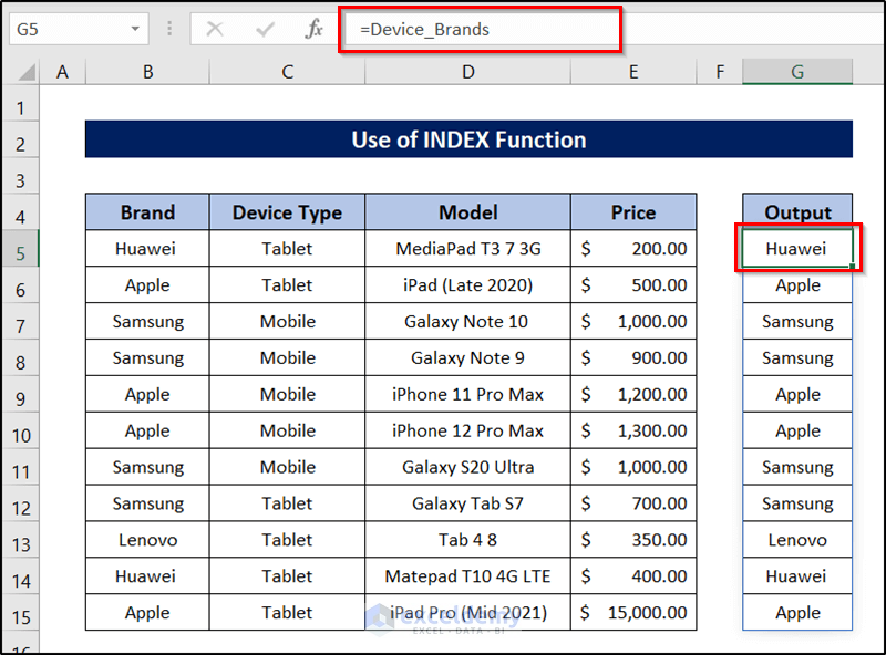 excel dynamic named range based on cell value using index function output