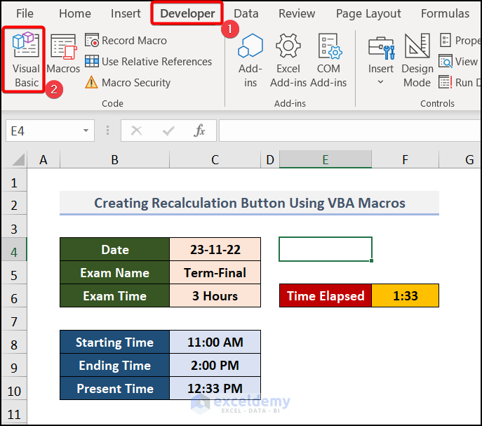 Crear un módulo de VBA para el botón de recalcular de Excel