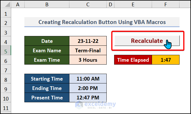 Test the Recalculate Button in Excel