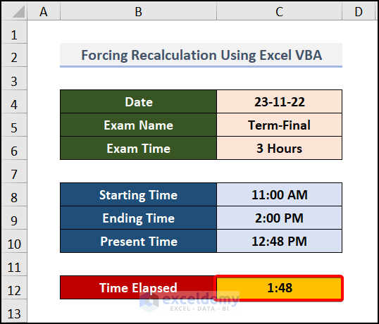 Forzar el recálculo usando Excel VBA