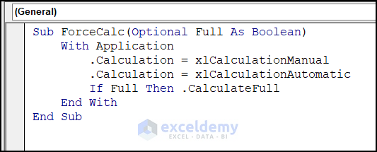 Forcing Recalculation VBA code