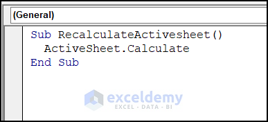 Código VBA para el botón de recalcular de Excel