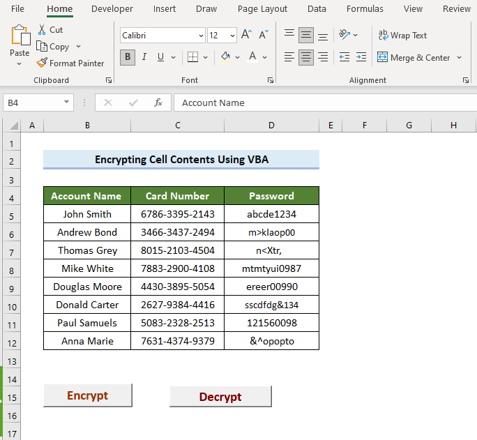 Excel Encrypts cell contents gif