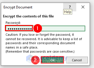 Setting Password to Encrypt Excel File With Password