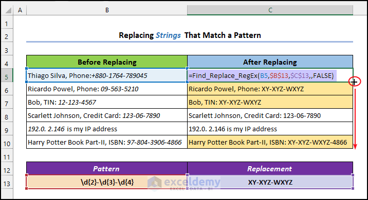 Reemplazar cadenas que coincidan con un patrón RegEx dado