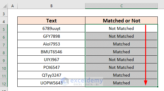 How to Perform Pattern Matching in Excel - 2 Methods