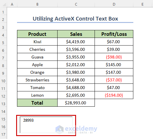 Utilizing ActiveX Control Text Box to Link a Cell in Excel