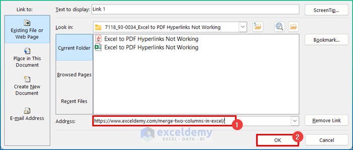 Excel to PDF Hyperlinks Not Working by Fixing File Path