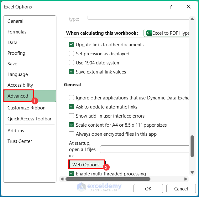 Disable Update Links Option on Saving for Excel to PDF Not Working