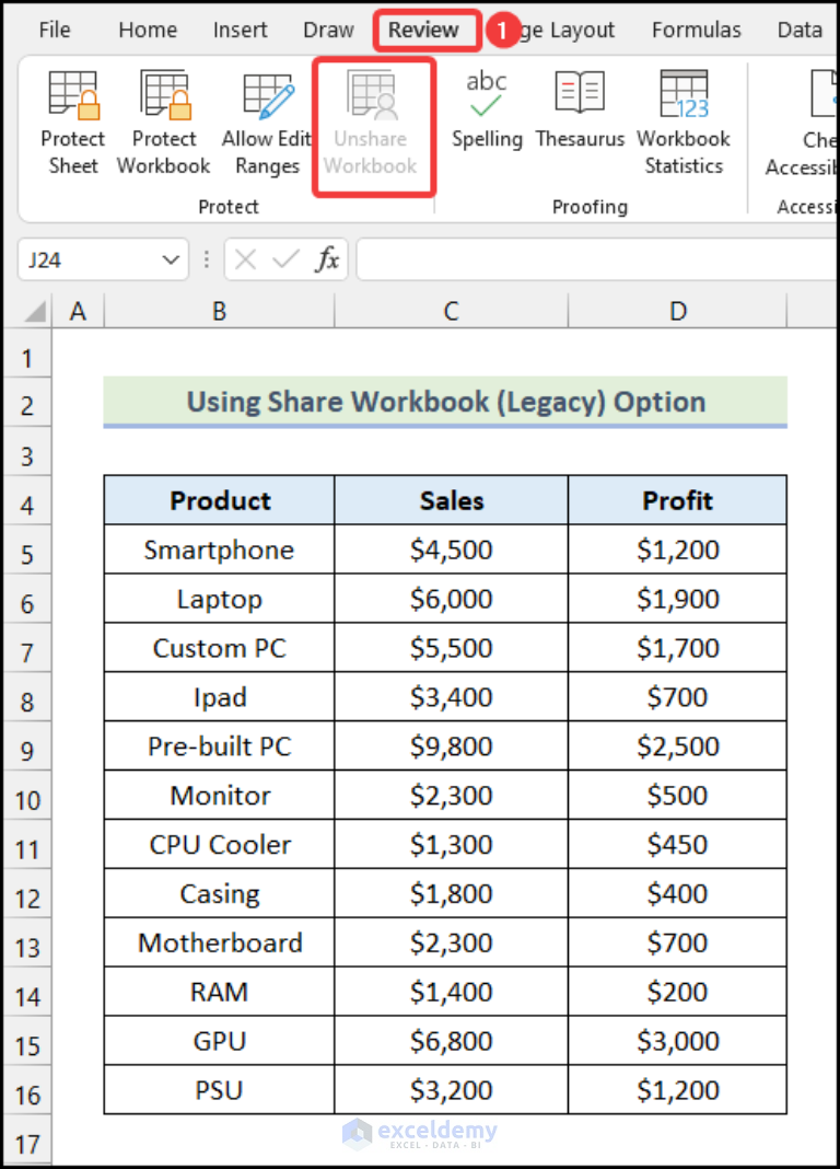 Fixed Unshare Workbook Greyed Out In Excel Exceldemy