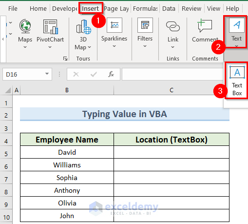 inserting textbox to add text to a Textbox using Excel VBA