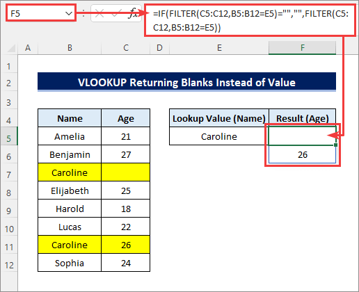 FILTER function to stop VLOOKUP retuning blank instead of value