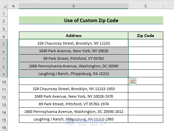 Create Custom Zip Code Format in Excel