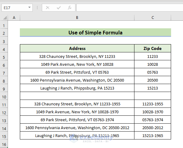 Create a Formula to Extract Zip Codes in Excel