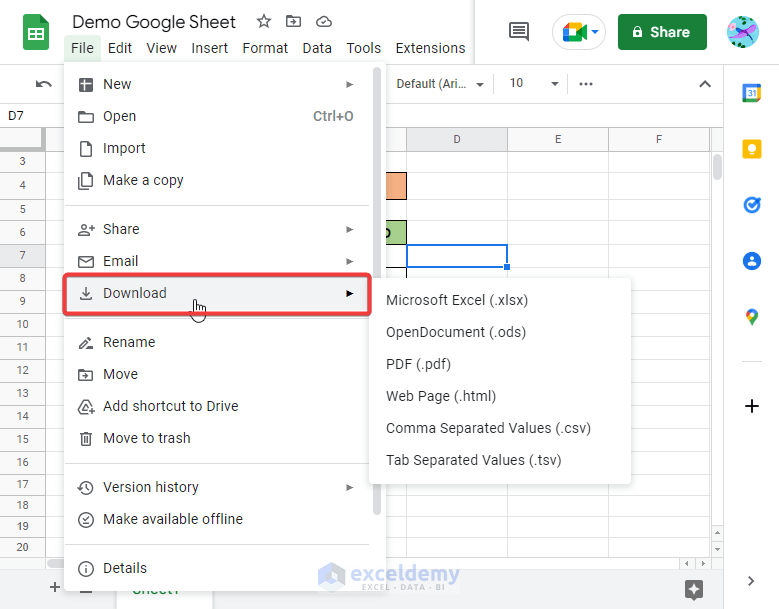 Transform Google Sheets to Excel Automatically from Sheets Site