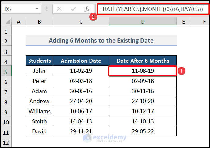 How to Add Months to a Date in Excel 