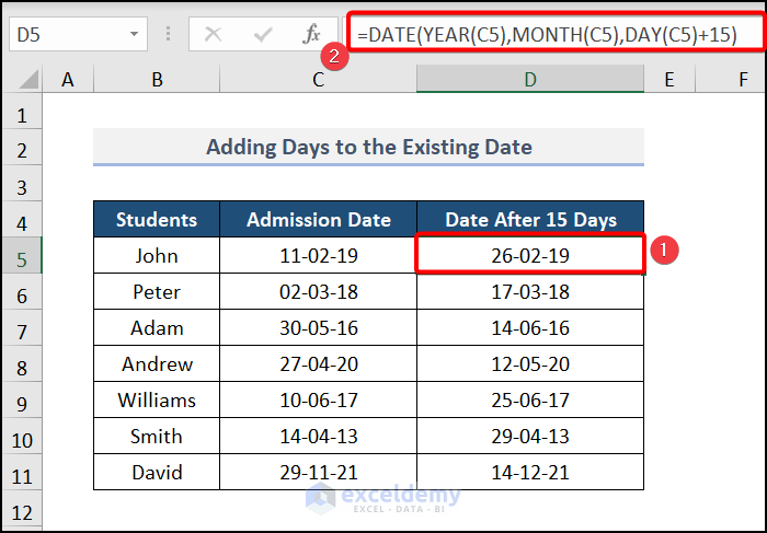 How to Add Days to a Date in Excel 