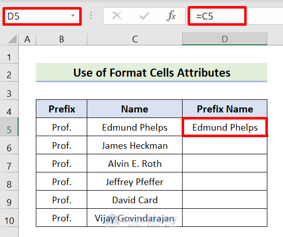 Assign Prefix with Format Cells Attributes
