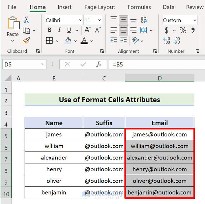 Output of Attaching Suffix with Format Cells Attributes