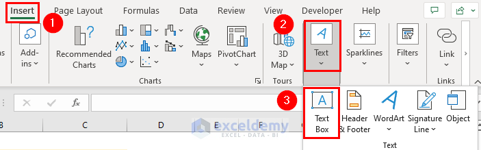 Use Insert Tab to Add Text Box in Excel Graph