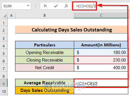 Inserting Formula to Calculate Days Outstanding in Excel