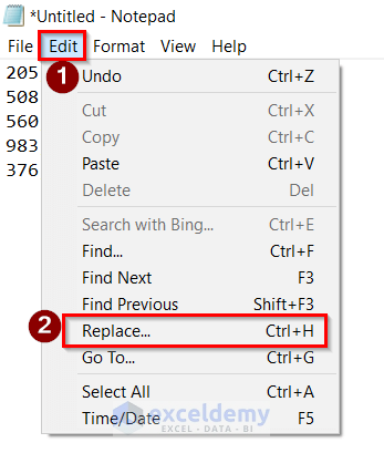 Using Find and Replace Option to Change Comma Separators in Excel
