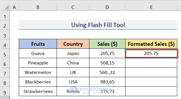 Type the desired number with dots manually to Change Comma Separators in Excel