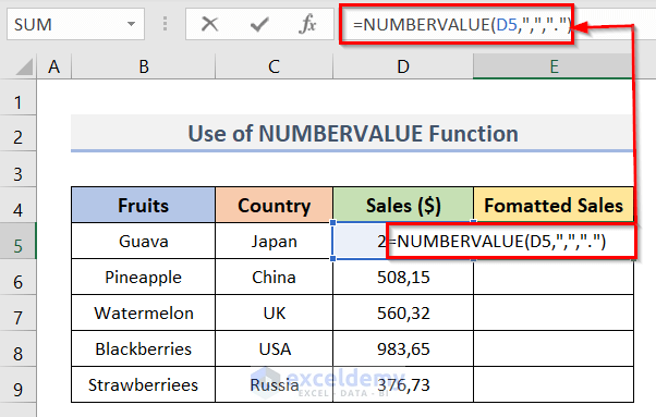 Inserting Formula to Change Comma Separators in Excel