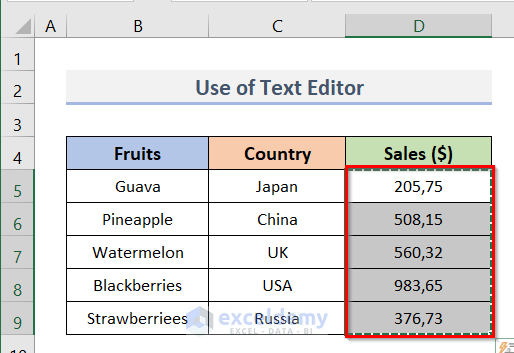 Copying to Change Comma Separators in Excel