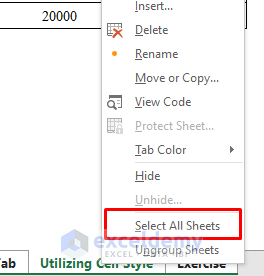 Selecting All Sheets