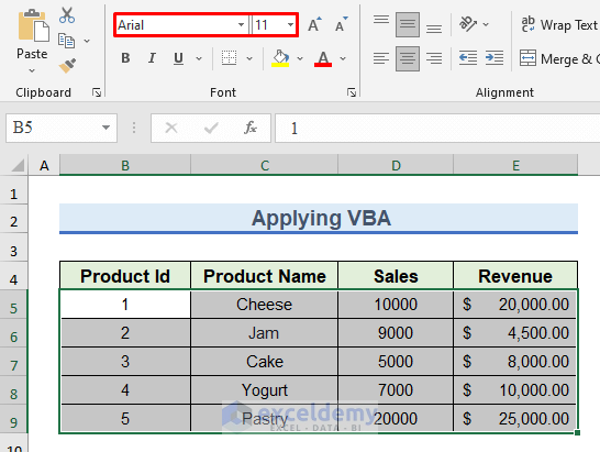 Output After Changing Font with VBA