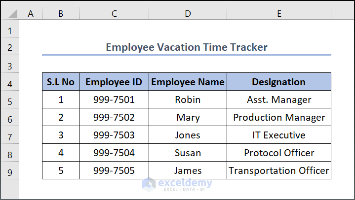 Employee Vacation Time Tracker