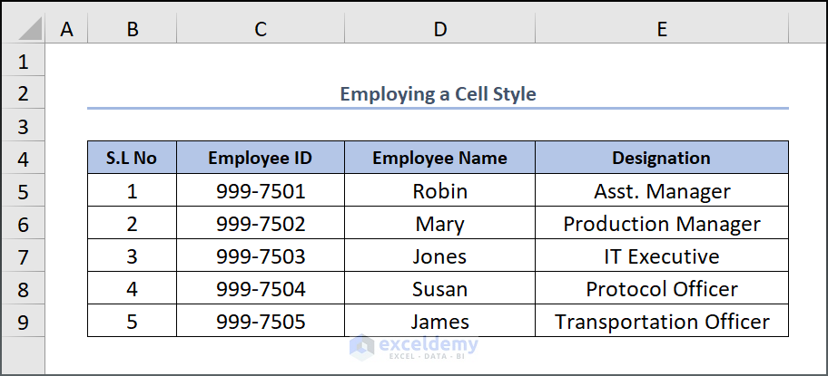 Employing a Cell Style