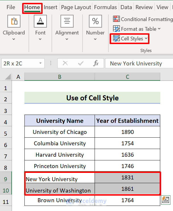Alter Font Format in Excel by Modifying Cell Style