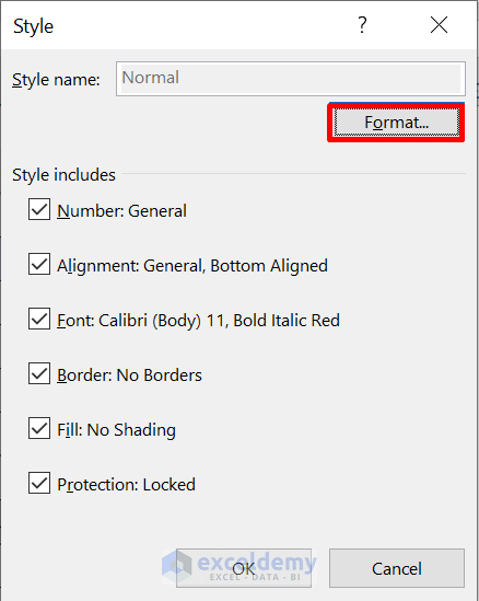 Alter Font Format in Excel by Modifying Cell Style