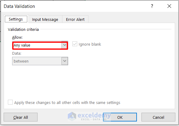 Use of Data Validation to Check for Data Entry Errors in Excel
