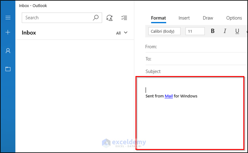 copy and paste excel table into outlook email place