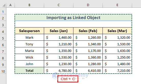Import Excel Sheet as  Linked Object